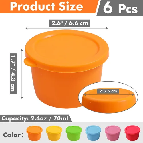 Vista 2 de KOLUTI Recipiente de silicona antiadherente para aderezo de ensalada de 2.4 onzas, paquete de 6 cajas de almacenamiento de salsa pequeña