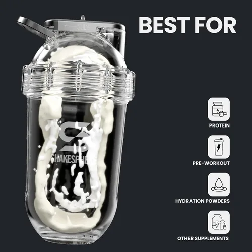 Vista 7 de SHAKESPHERE Botella agitadora de acero inoxidable - Botella agitadora de proteína aislada de 24 oz para bebidas frías y calientes - Ideal