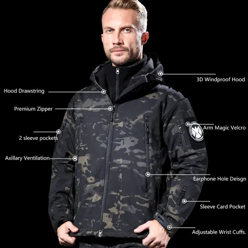 Vista 2 de Antartica - Chaqueta impermeable de estilo militar y camuflado para hombre