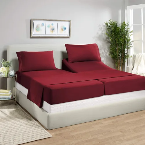 Vista 47 de Juego de sábanas de lujo Juego de cama de lujo, bolsillo extra profundo Juego de sábanas ajustable, sábana de arriba y 2 fundas de almohada, ropa