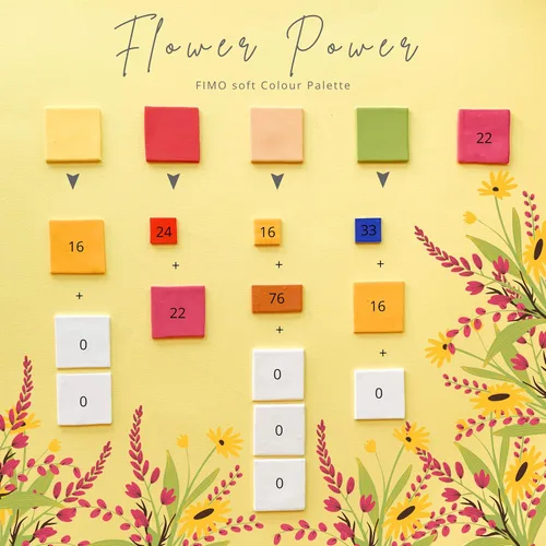 Vista 3 de FIMO Soft & Effect - Arcilla polimérica para modelar horno, 2.01 oz, juego de 8 unidades, colección Flower Power