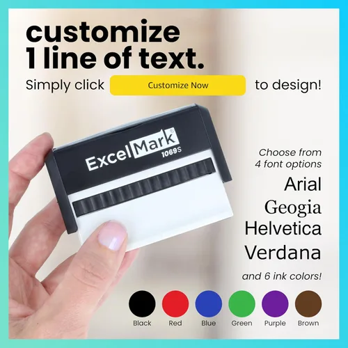 Vista 3 de ExcelMark Sello de goma personalizado de una línea (personalizado largo)