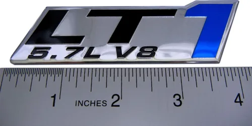 Vista 2 de LT1 5.7L V8 - Emblema de motor azul altamente pulido, aluminio cromado, compatible con Chevy Corvette C4 Buick Camaro Pontiac Trans AM Caprice SS