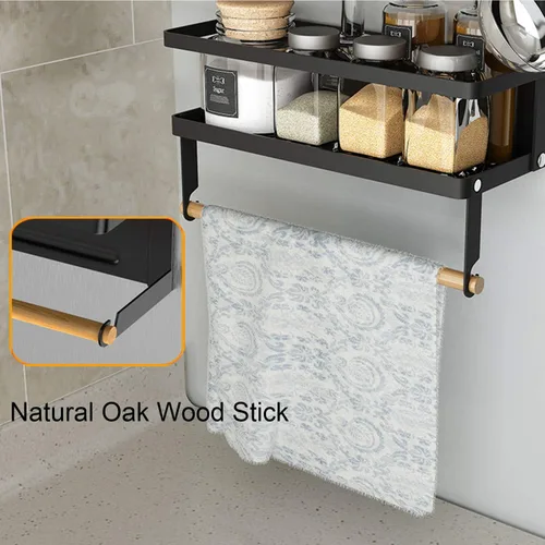 Vista 6 de EASTTOWEST Estante magnético para especias, estante magnético de cocina de 4 niveles para refrigerador, nevera, organizador con 2 soportes