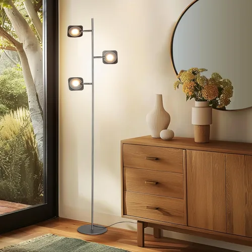 Vista 2 de Brightech Tree - Lámpara de pie con 3 luces regulables de 3 pasos con interruptor táctil regulable - Tecnología LED avanzada con 23 vatios