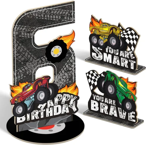 Vista 17 de Juego de 3 piezas de dinosaurios con signo de número de 2º cumpleaños, decoración de mesa de dinosaurios para niños y niños de 2º cumpleaños