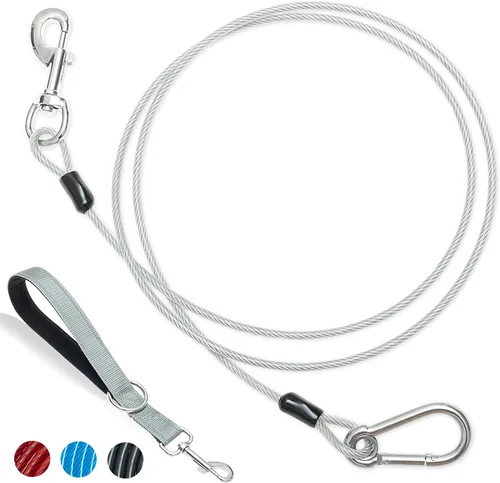 Vista 10 de Correa corta para perro, a prueba de mordidas, cable de amarre para perro de 5 pies con mango acolchado suave reflectante para entrenamiento