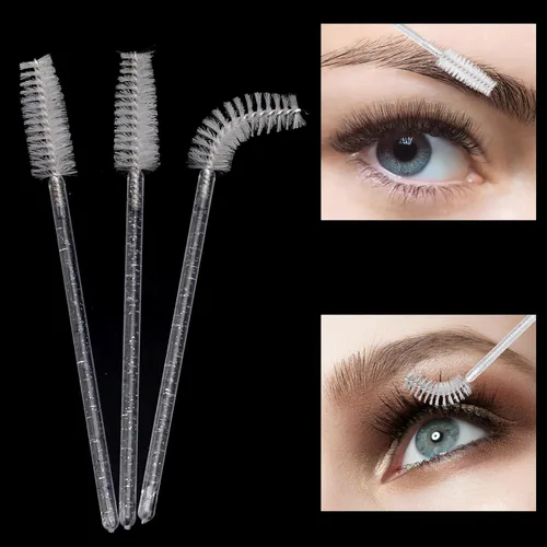 Vista 3 de 300 varitas de rímel desechables, cepillo de carrete de cristal para extensiones de pestañas, cepillos de cejas para pestañas, kit de maquillaje