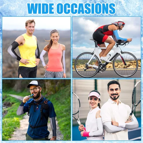 Vista 6 de JenPen 4 Pair Arm Sleeves UV Cooling Sun Protection Arm Sleeves Sports Compression for Men to Cover Tattoo