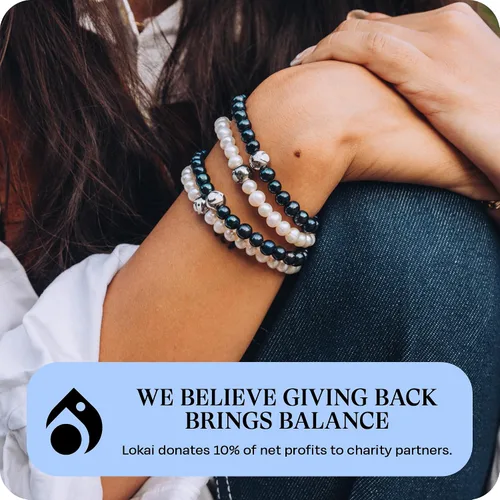 Vista 5 de Lokai Pulsera de cuentas de piedras preciosas para mujeres y hombres, colección de piedra y metal, joyería de cristal y piedras preciosas pulsera