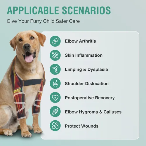 Vista 2 de Protector de codo para perro para codo canino y hombro, callos de codo, llagas por presión y dislocación de hombro, coderas para perros para evitar