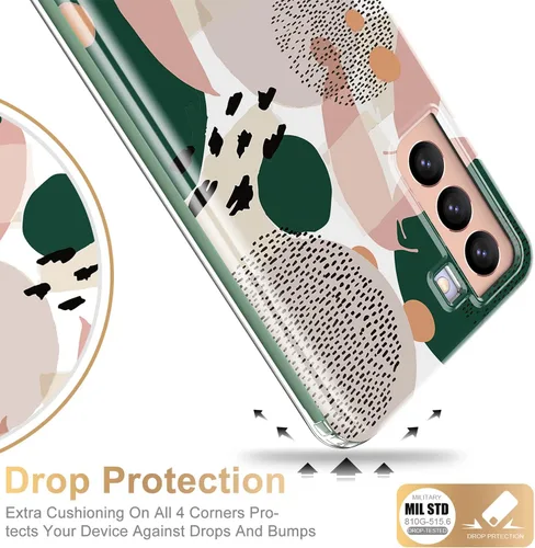 Vista 5 de ESDOT - Funda protectora para celular Samsung Galaxy S21, de grado militar, resiste caídas de 21 pies (probado), con diseños modernos, para niñas