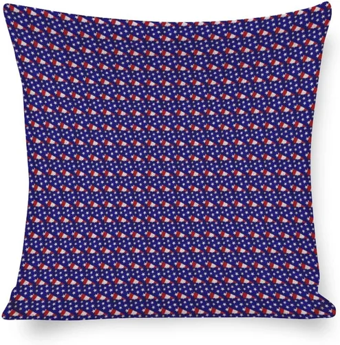 Vista 19 de Fundas de almohada de lino con mapa de la bandera de Estados Unidos, decoración del hogar al aire libre, 4 de julio, fundas de almohada