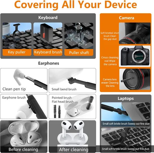 Vista 3 de Kit de limpieza de teléfono celular, kit de limpieza para iPhone para puerto de carga, kit de limpieza de teclado para Airpods/Android/USB