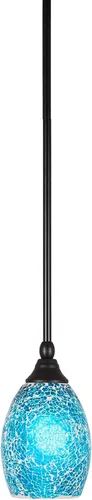 Vista 112 de Toltec Lighting Tallo Colgado Mini colgante, acabado de cobre negro, 3.5" cuadrado humo burbuja vidrio