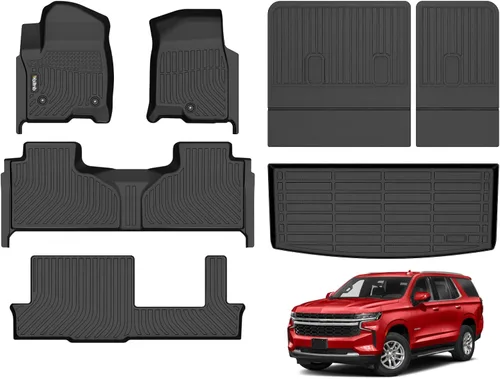 Vista 40 de Tapetes de piso para todo clima y forro de carga con respaldo para Chevrolet Suburban de 7 asientos 2021-2025 / GMC Yukon XL de 7 asientos