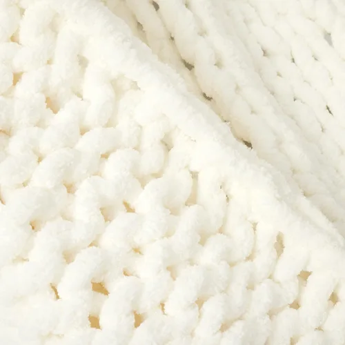 Vista 5 de Lush Decor Hygge - Manta o manta de felpilla de punto grueso, ultra suave y acogedora, 72 x 40 pulgadas, marfil