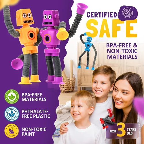 Vista 2 de nutty toys Juguetes Sensoriales de Robot 4 Unidades - Tubos Pop Superiores Fidget 2025 para TDAH y Autismo Edades 3 4 5 6 7 8 9 10 11 12, Mejor Idea