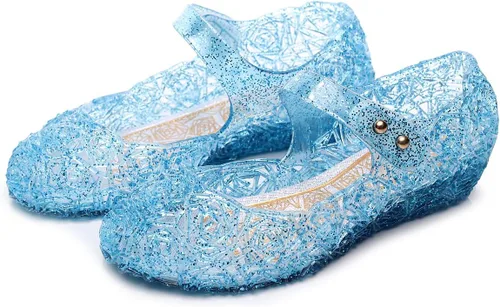 Vista 5 de Dongni Disfraces de princesa, zapatos planos de gelatina, sandalias de disfraces para fiestas de cumpleaños para niñas pequeñas, inspiradas