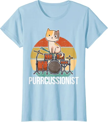 Vista 31 de Funny Percussion Drummer Drumming Drums Saying I Kitten Cat Camiseta, Negro, S