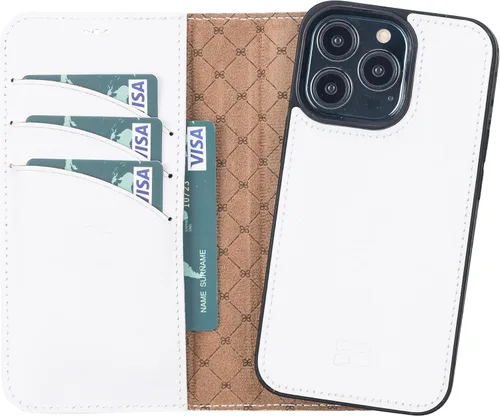 Vista 12 de BOULETTA Funda para iPhone 13 Pro de piel, magnética, desmontable, bloqueo RFID, compatible con Magsafe con 3 ranuras para tarjetas y soporte de 6.1