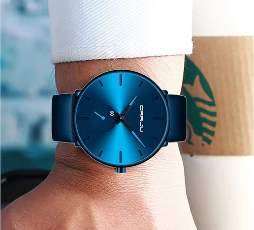 Vista 6 de Mens Watches Ultra-Thin Minimalist Waterproof-Fashion Wrist Watch for Men Unisex Dress with Leather Band