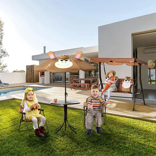 Vista 6 de Outsunny Juego de mesa y silla para niños, muebles de jardín plegables para exteriores, mesa de picnic para patio trasero, con sombrilla extraíble