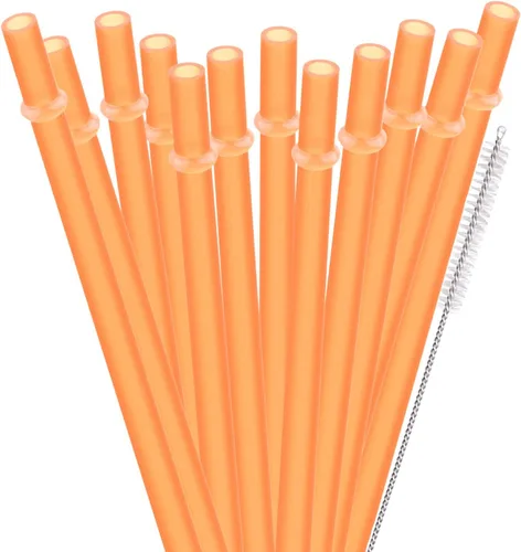 Vista 14 de Pajitas de repuesto de plástico reutilizables de color liso de 6 pulgadas para mini tarro de masón, vasos, juego de 12 popotes con cepillo de 12color