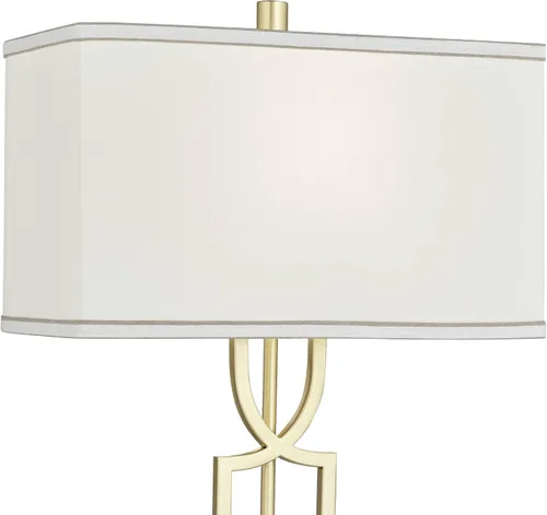 Vista 9 de 360 Lighting Evan - Juego de 2 lámparas de mesa modernas de 28 1/4 pulgadas de alto, marco geométrico de metal dorado, pantalla rectangular curvada
