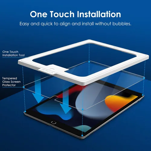 Vista 2 de JETech Protector de pantalla One Touch Install para iPad de 10.2 pulgadas (9ª/8ª/7ª generación, 2021/2020/2019), película de vidrio templado con kit