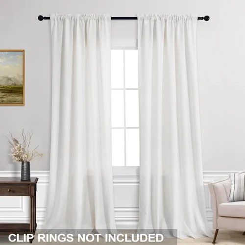 Vista 118 de KOUFALL Juego de 2 cortinas de puerta francesa, cortinas de lino para puerta/ventana, cortina transparente boho para cristal lateral delantero