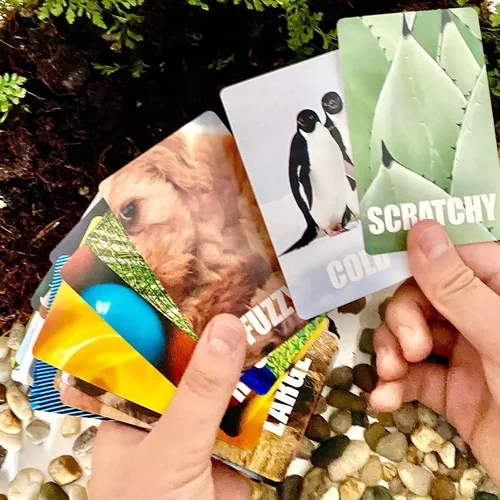 Vista 4 de Juego de cartas de búsqueda del tesoro de Hapinest, actividades de interior y exterior para niños, bebés y familia, juegos de playa, camping, viajes