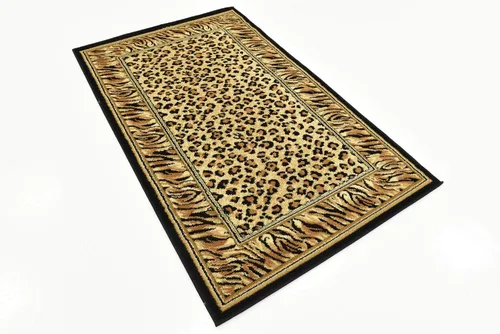 Vista 5 de Unique Loom Wildlife Collection - Alfombra con diseño de borde con temática de animales inspirada en el mundo salvaje, con diseño de guepardo