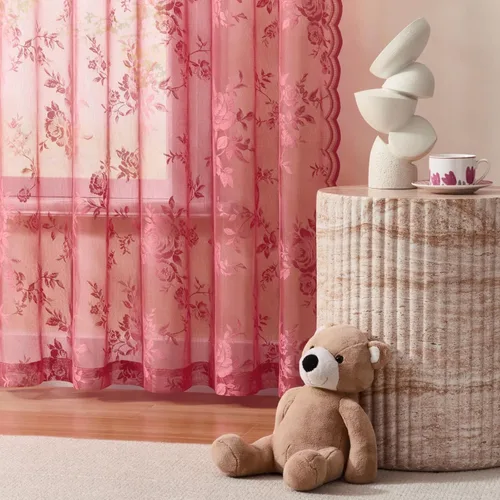 Vista 56 de Cortinas de encaje beige, juego de 2 paneles de cortinas traslúcidas con bolsillo para cortinero, decoración de ventana pequeña, baño, sótano