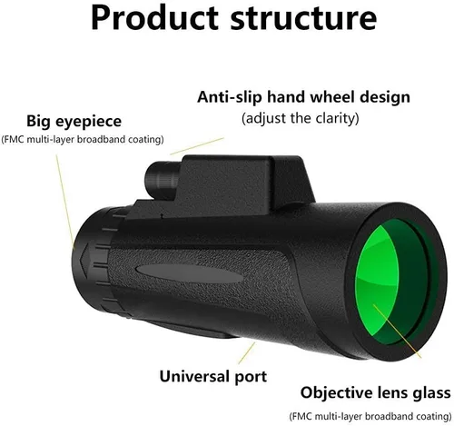 Vista 3 de GeRRiT Telescope HD Monocular Telescope Outdoor High-Definition Night Vision Monocular Sight Waterproof Monocular Scope with Smartphone Adapter