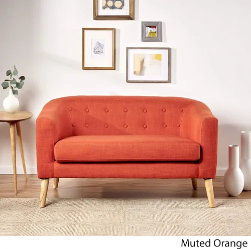 Vista 4 de Christopher Knight Home Bridie Mid-Century - Sofá biplaza moderno, tela naranja apagada