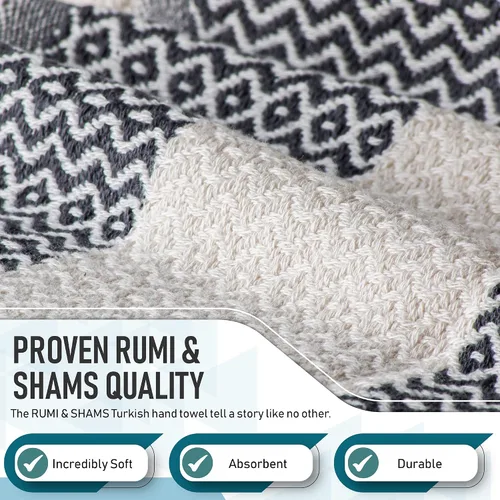 Vista 4 de RUMI & SHAMS - Toalla de mano turca para baño y cocina - 2 toallas de mano decorativas de lujo para baño - Toallas rústicas de cocina de 100 %
