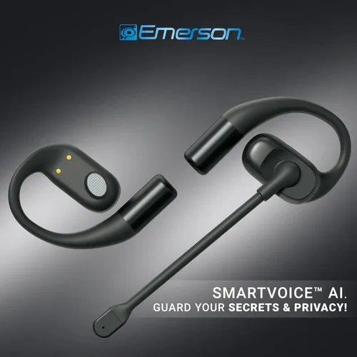 Vista 2 de Emerson NoiseZero Auriculares inalámbricos de oreja abierta con micrófono ENC, audio enfocado en la privacidad para llamadas claras, auriculares