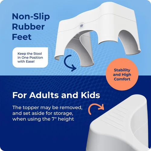 Vista 16 de Squatty Potty The Original Taburete de Baño para Inodoro - Ajustable 2.0, Convertible a 7" o 9" de Altura con Tapa Removible para Adultos y Niños