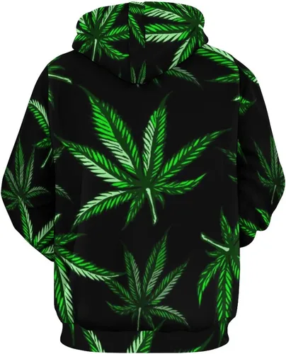Vista 2 de BAIKUTOUAN Sudadera con capucha unisex con estampado de hojas de marihuana y manga larga