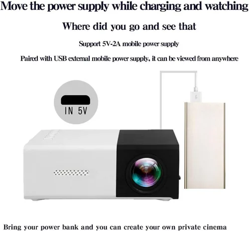 Vista 3 de Mini proyector, proyector de video de película, proyector portátil HD de 1080P compatible con tarjeta HDMI/USB/Tf, apartamento imprescindible