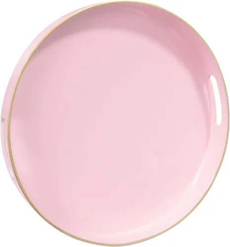 Vista 12 de MAONAME - Bandeja decorativa verde oscuro, bandeja de servir redonda de 13 pulgadas con asas, bandejas de plástico para mesa de café, bandejas