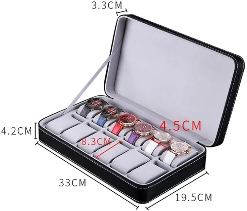 Vista 2 de BOX J-Watch - Caja de almacenamiento de piel sintética para 12 relojes, color negro