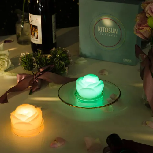 Vista 6 de KITOSUN Velas LED flotantes sin llama, velas LED parpadeantes activadas por agua de 3 pulgadas para centros de mesa de boda, jarrón, decoración