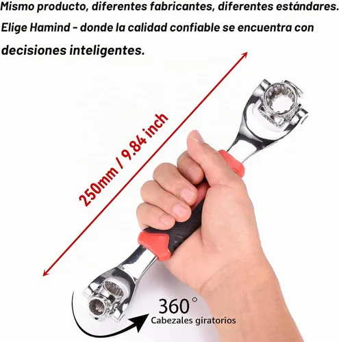 Vista 6 de Llave Universal 52 en 1 Llave de Vaso Herramienta de Llaves Multifunción con Cabezal Giratorio de 360°, Herramienta de Llave para Hogar y Reparación
