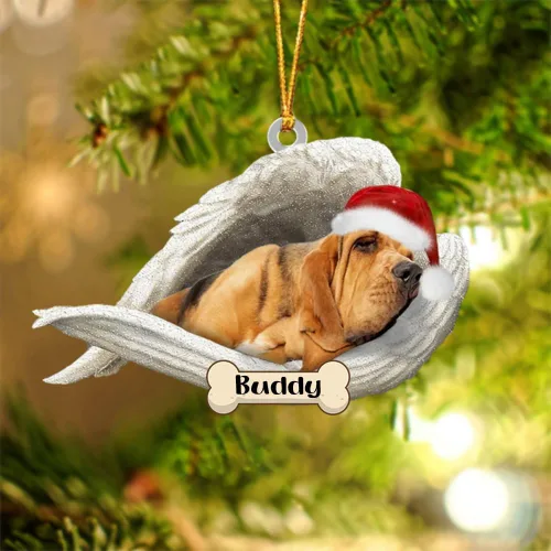 Vista 64 de Afghan Hounds - Adorno de Navidad con alas de ángel durmiente, recuerdo personalizado para perros 2024, adorno de forma acrílica, regalos