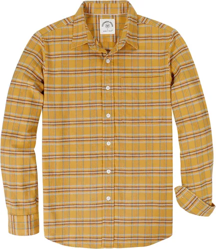 Vista 9 de Dubinik® Camisa de franela, para hombre, de manga larga, a cuadros, suave, 100% algodón, informal, con botones, ajuste regular Gris Negro