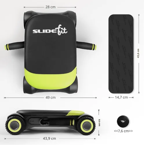 Vista 3 de WONDER CORE Slide Fit, tabla de rodillo abdominal con 4 ruedas, rueda abdominal automática de rebote para entrenamiento del core