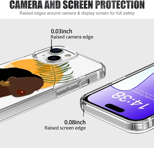 Vista 4 de LUHOURI Funda para iPhone 15 Plus con protector de pantalla, transparente de acrílico, diseños de moda para mujeres y niñas, funda protectora a