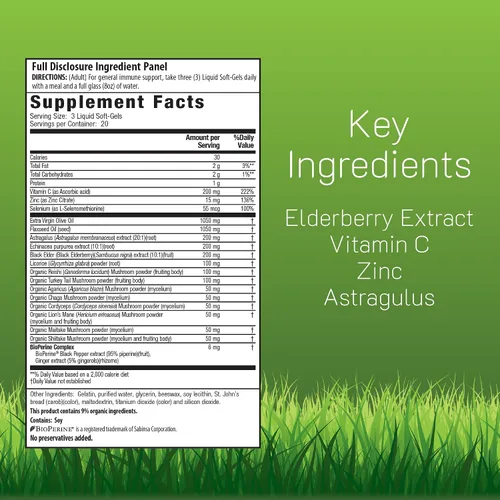 Vista 2 de Irwin Naturals Immuno-Shield - Apoyo inmunológico de saúco, 60 cápsulas blandas líquidas